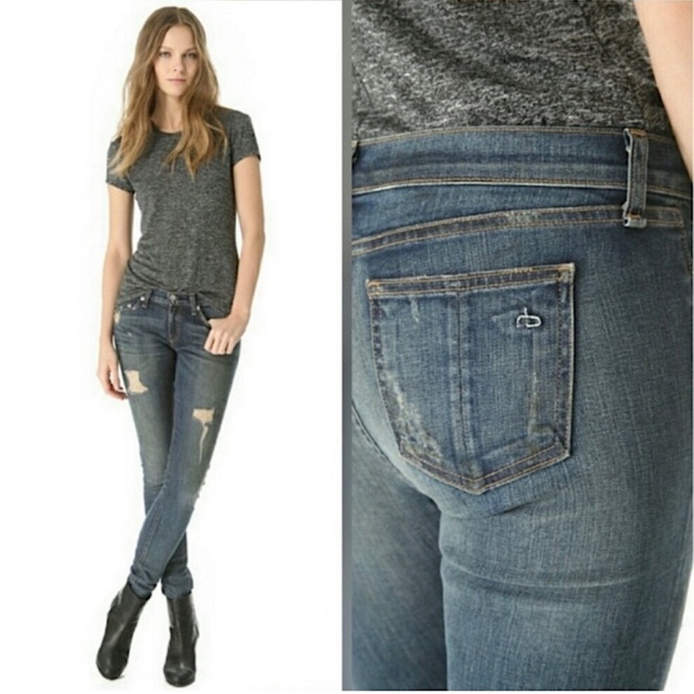 Rag‎ & Bone WARREN Skinny Jean 26 Factory distressed destruction Grunge Jeans